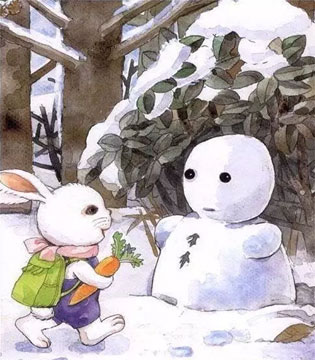 晚安故事,雪地,兔宝宝
