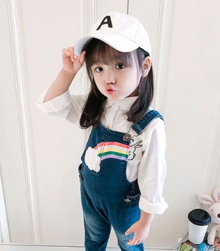 童装,女童,牛仔背带裤