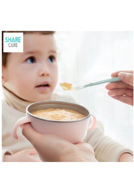 sharecare宝宝316L不锈钢便携辅食小碗双层隔热防烫防摔婴儿餐具