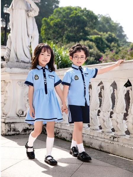 东莞兴童2022新款幼儿园园服夏装小学生校服短袖套装英伦学院风