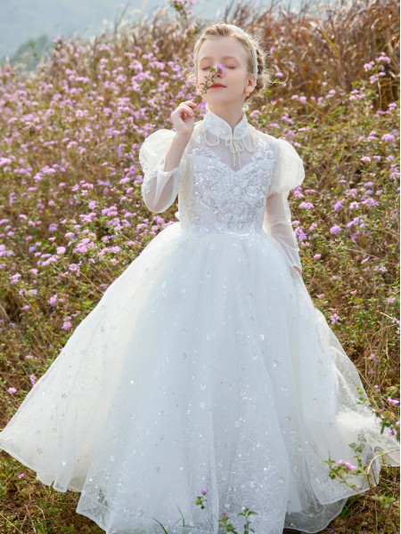 童装品牌2023夏季新品公主系列白色礼服公主裙