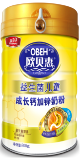 美庐欧贝惠益生菌儿童成长钙加锌奶粉