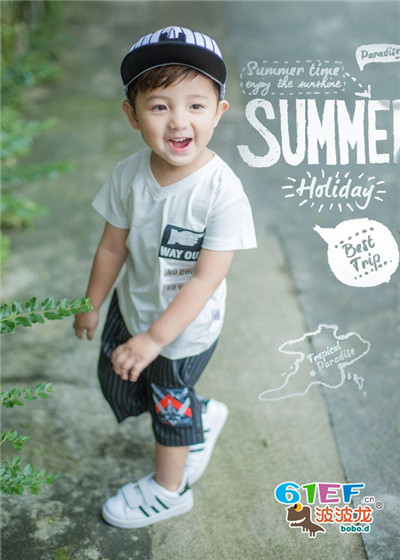 波波龙童装品牌2017年夏季韩版绅士T恤
