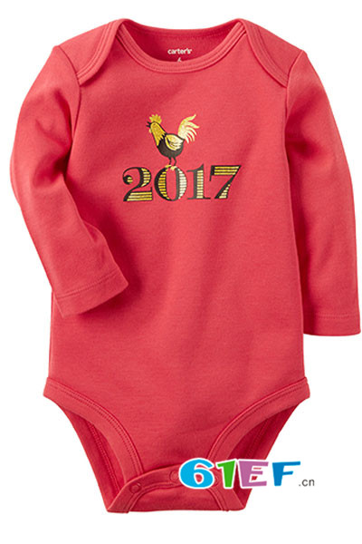 Carter's童装品牌2017年秋季纯棉长袖连体衣