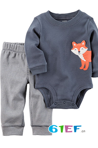 Carter's童装品牌2017年秋季纯棉长袖连体衣运动长裤