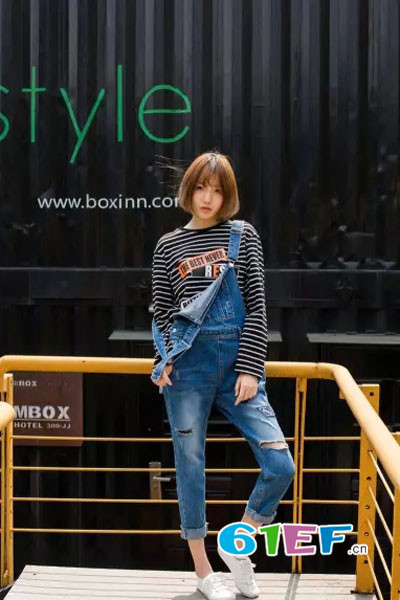 MICA青少年装 品牌2017年秋季休闲条纹T恤