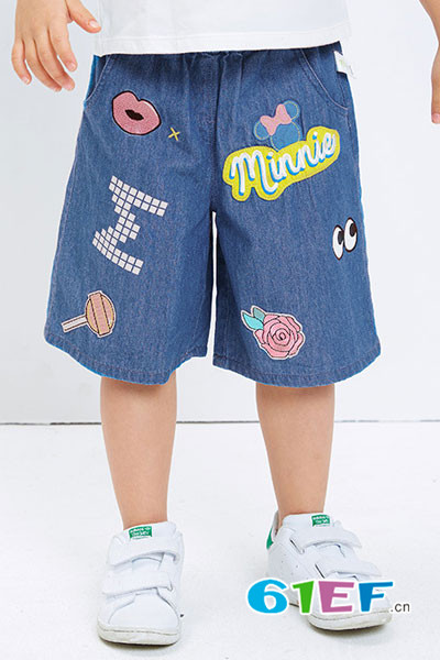 贝贝帕克童装品牌2017年夏季可爱字母短裤