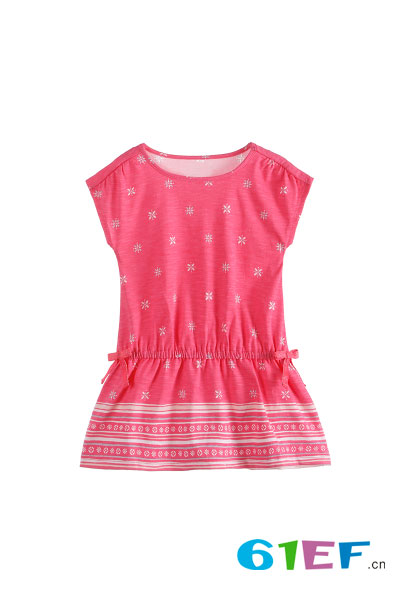 小店18 女童夏装粉红色短袖T恤2017新款童装儿童全棉上衣