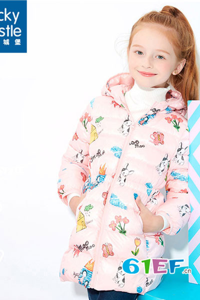 米奇城堡童装品牌2017年秋冬 印花中长款羽绒服