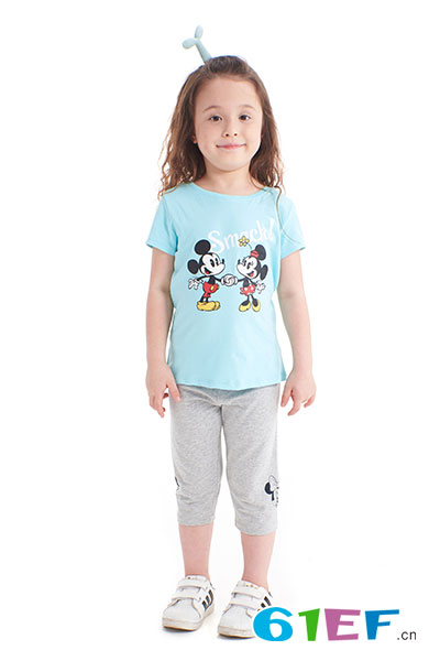 Funhouse欢乐屋童装迪士尼米妮儿童夏季上衣女童圆领套头短袖T恤