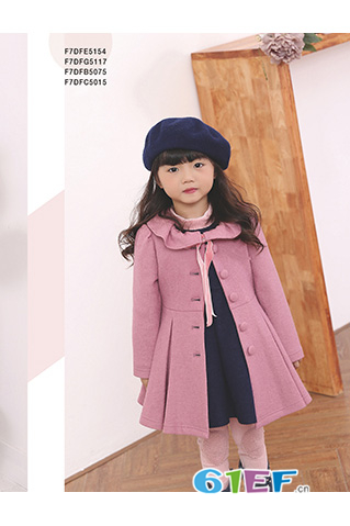安可猴童装品牌2017年秋冬韩式甜美单排扣女外套
