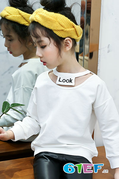 女童长袖t恤2017春秋新款韩版时尚小女孩秋季卫衣儿童女上衣