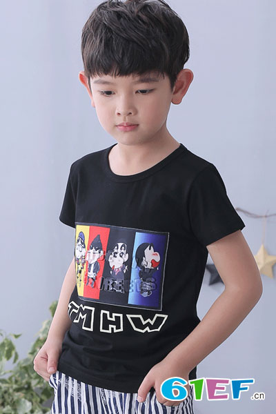 动感小猪猪童装男童短袖T恤 儿童体恤上衣男孩中小童韩版潮夏装2017新款