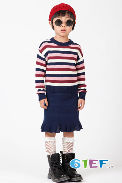 Nouvelle kids童装品牌2017年春夏潮童条纹针织毛衣