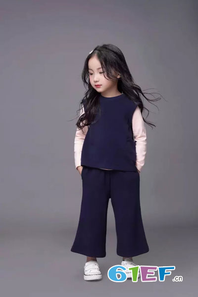 DIZAI童装品牌2017年秋冬个性休闲女阔腿裤