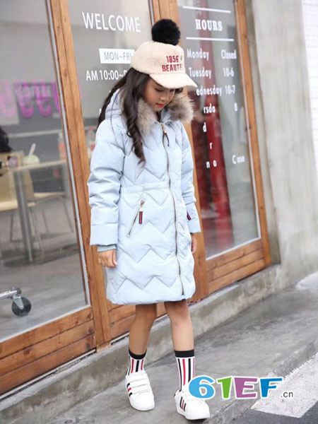 童装品牌2017年秋冬韩式休闲保暖女中长棉衣外套