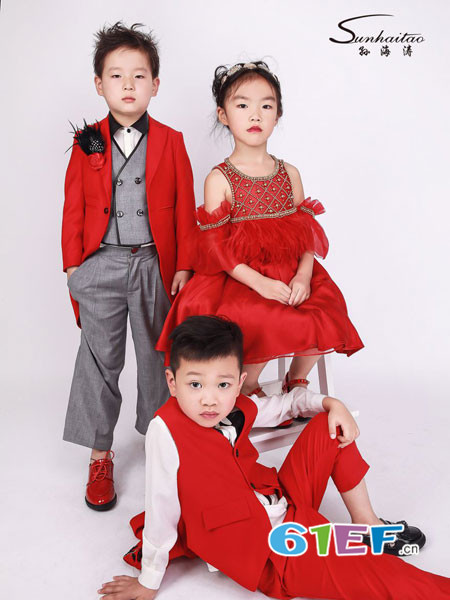 SUN HAI TAO童装品牌时尚红色男女童礼服礼裙