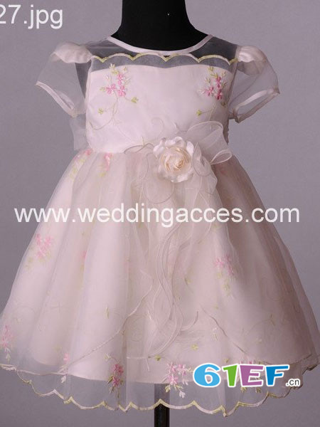 和源童装品牌时尚甜美印花镂空袖公主礼裙