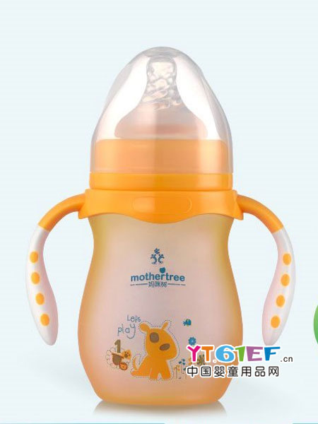 妈咪树婴童用品宽口径易清洗母乳实感加厚硅胶磨砂防摔玻璃新生儿宝宝奶瓶