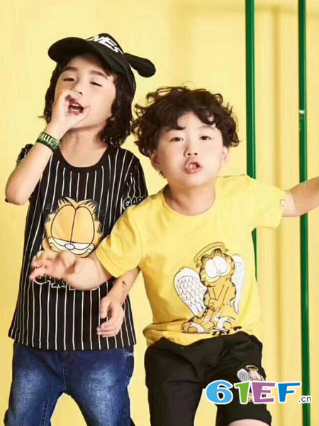 米6童品童装品牌2018春夏竖条纹短袖打底衫