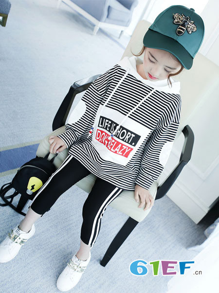童咖童啡童装品牌2018春夏韩版时尚春卫衣儿童两件套