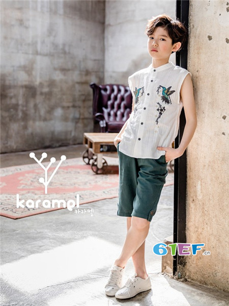 卡拉美Karamel童装品牌2018春夏韩式时尚开衫男衬衣