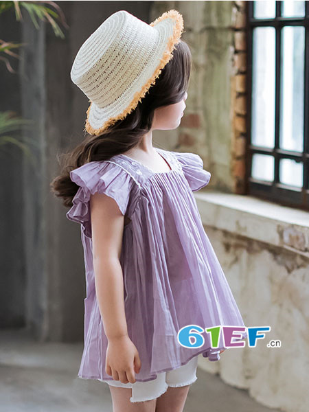 艾拉A.LAAR童装品牌2018春夏韩式荷叶袖上衣