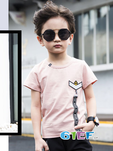 河马乐乐童装品牌2018春夏短袖T恤两件套中大童衣服休闲