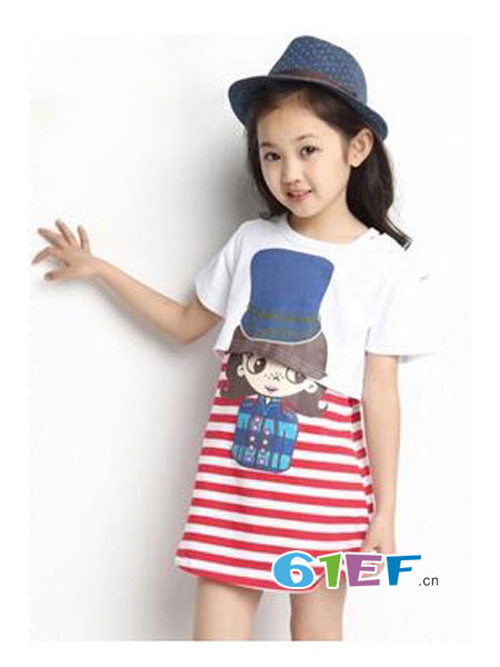 童装品牌2018春夏韩版可爱卡通两件套短袖连衣裙