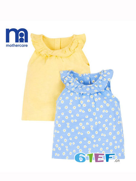 mothercar童装品牌2018春夏女童宝宝全棉褶边菊花上衣无