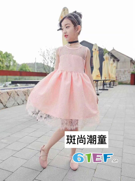 斑尚潮童童装品牌2018春夏韩版时尚女孩蕾丝蓬蓬纱洋气公主裙