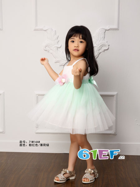 米可米莉童装品牌2018春夏韩版蕾丝礼服裙蓬蓬裙儿童裙子中大童