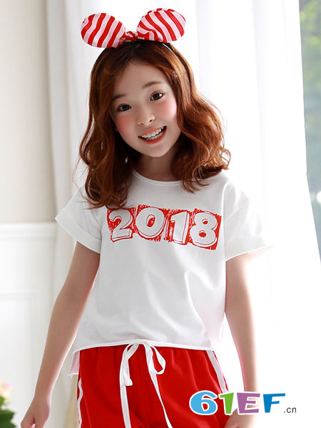 凯芭比童装品牌2018春夏T恤棉夏装韩版童装印花短袖上衣儿童潮可爱时尚女童