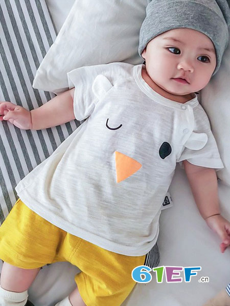 旺贝特童装品牌2018春夏纯棉上衣婴儿短袖竹节透气T恤