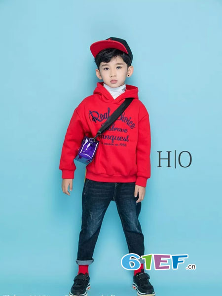 H|O逅童装品牌2018秋冬韩版宽松有帽学生儿童长袖戴帽卫衣