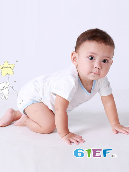 小米米（minimoto）童装品牌2018春夏婴儿连体衣服新生儿哈衣短袖长裤幼儿夏装
