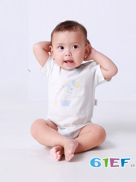 小米米（minimoto）童装品牌2018春夏新款宝宝短袖护肚衣婴儿全棉三角哈衣新生儿家居爬服