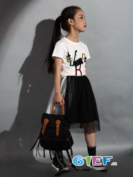 童装品牌2018春夏新款韩版甜美气质少女字母印花T恤连衣裙