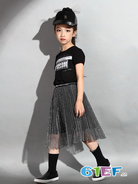 童装品牌2018春夏新款女童短袖套装中大童韩版时髦套裙