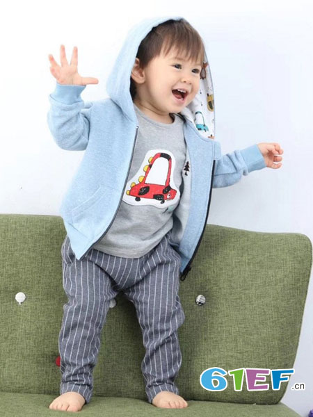 圣町顿童装品牌2018秋冬男童卡通卫衣保暖衣冬装小童儿童加绒加厚