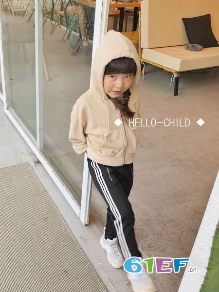 hello child哈罗俏的童装品牌2018秋冬女童连帽休闲套装儿童纯棉运动套装