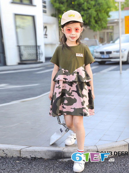 Bombdeer童装品牌2018春夏时尚圆领T恤裙