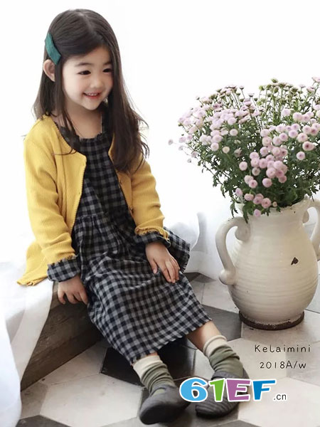 Kelai MiniI可莱童装品牌2018秋冬儿童小童休闲甜美百搭针织开衫小外套毛衣