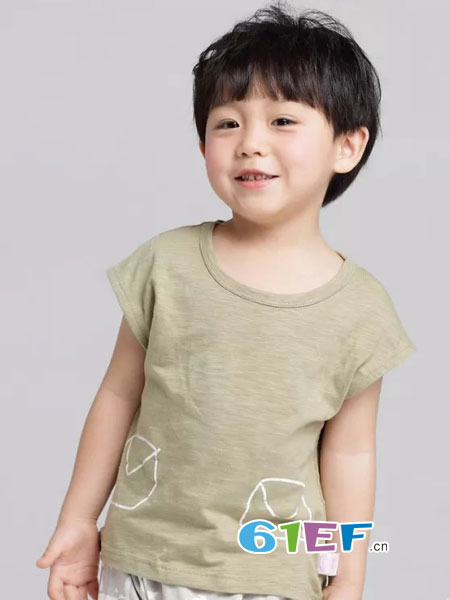 丑丑童装品牌2018秋冬棉麻运动休闲两件套男童短袖T恤+短裤