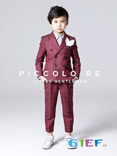 小皇帝PiccoloRE童装品牌2018春夏红色时尚小西装套装