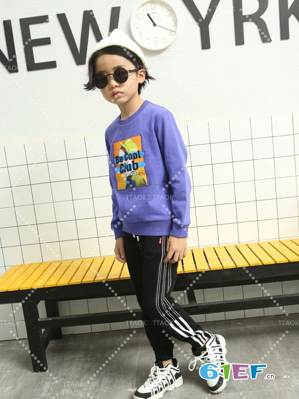 童淘库（TTAOK）童装品牌2018秋冬紫色圆领卫衣