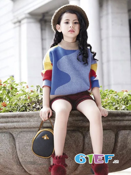 温琪可可童装品牌2018秋冬新款格子韩版儿童套头毛衣 厚实线衫