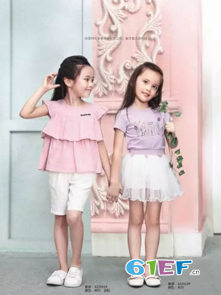 妮可贝贝童装品牌2018春夏新款韩版公主时髦两件套