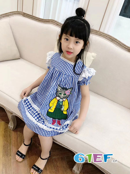 童装品牌2018春夏格子连衣裙
