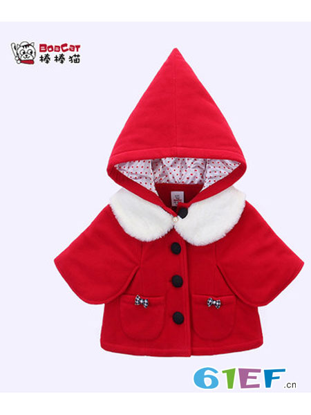 棒棒猫童装品牌2018秋冬红色喜庆时尚洋气圣诞小公主女宝宝外套